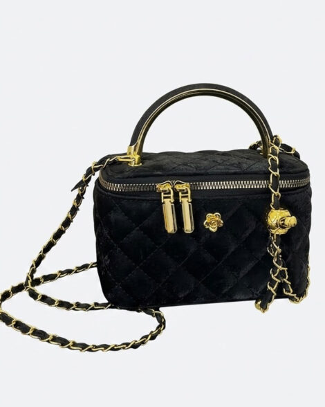 The Aura Quilted Velvet Vanity Case