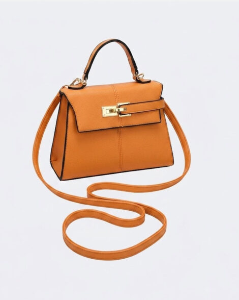 Vibrant Amber Top-Handle Crossbody Bag
