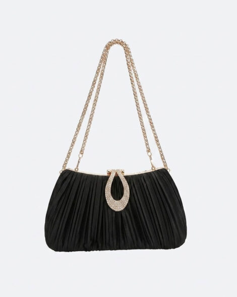 The Ruby Pleated Crystal Evening Clutch