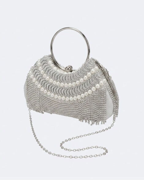 The Empress Pearl & Crystal Fringe Clutch