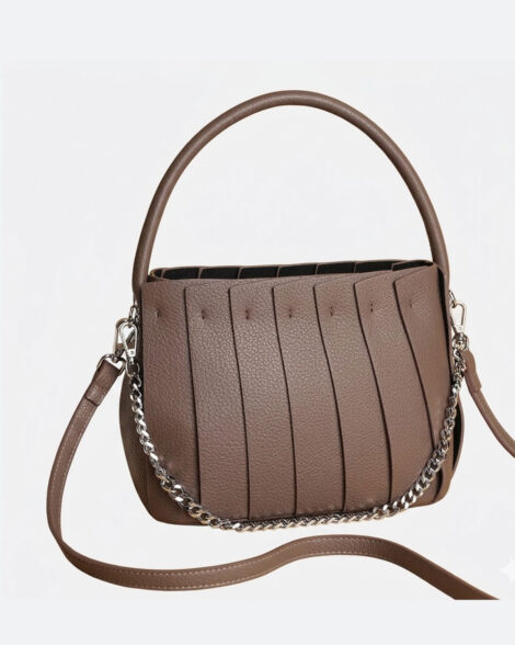 Elegant Pleated Convertible Leather Tote Bag