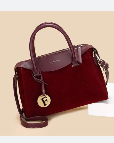 Merlot Dual-Texture Top-Handle Bag
