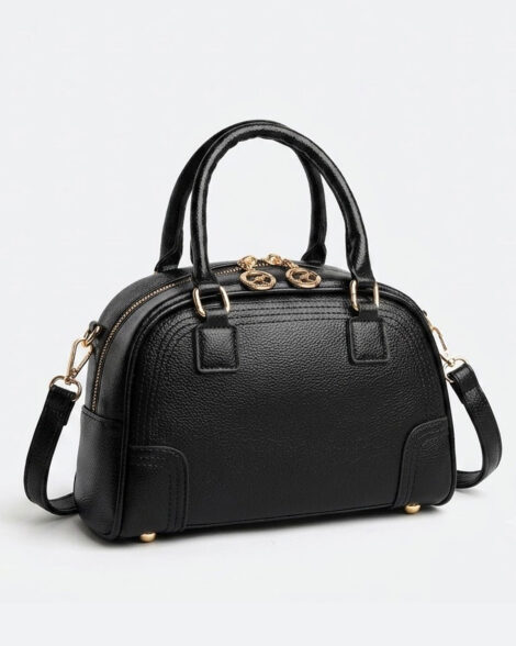 Elegant Textured Black Dome Bag
