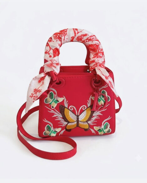 Vibrant Embroidered Butterfly Mini Bag