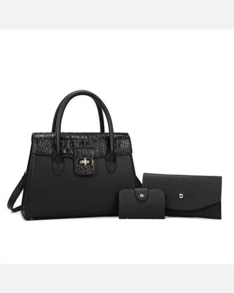 Empress Croc-Accent Satchel & Wallet Trio